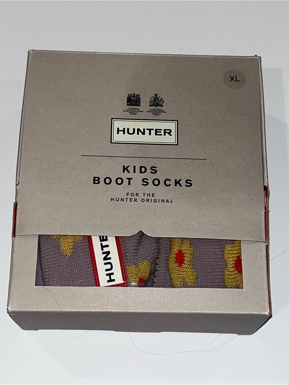 HUNTER Original floral cuff Kids boot socks in Hay Lilac Haze Floral